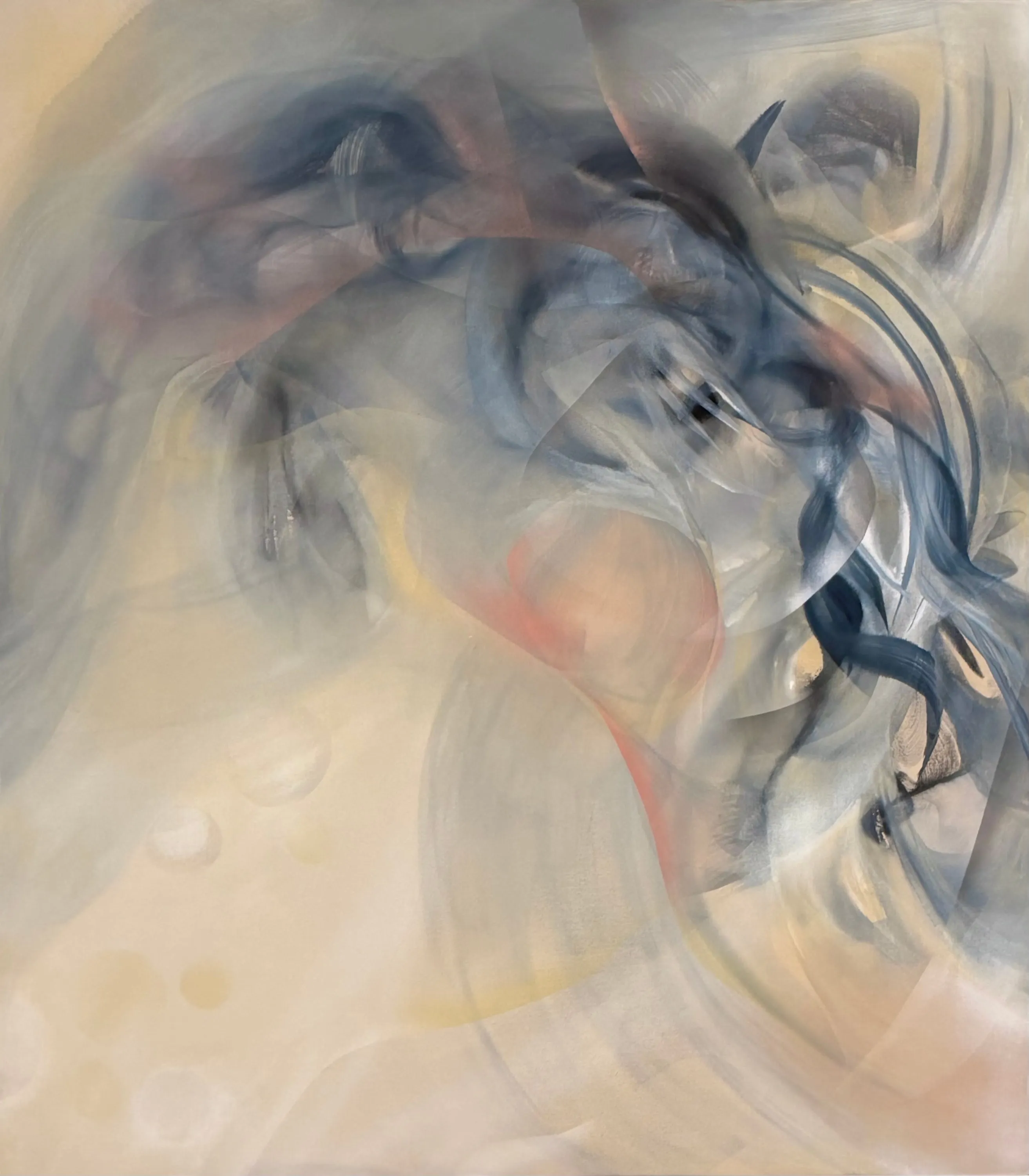Almost Visible, Acrylic, Ink, Spray Paint on Raw Canvas  by Misha Cittadini