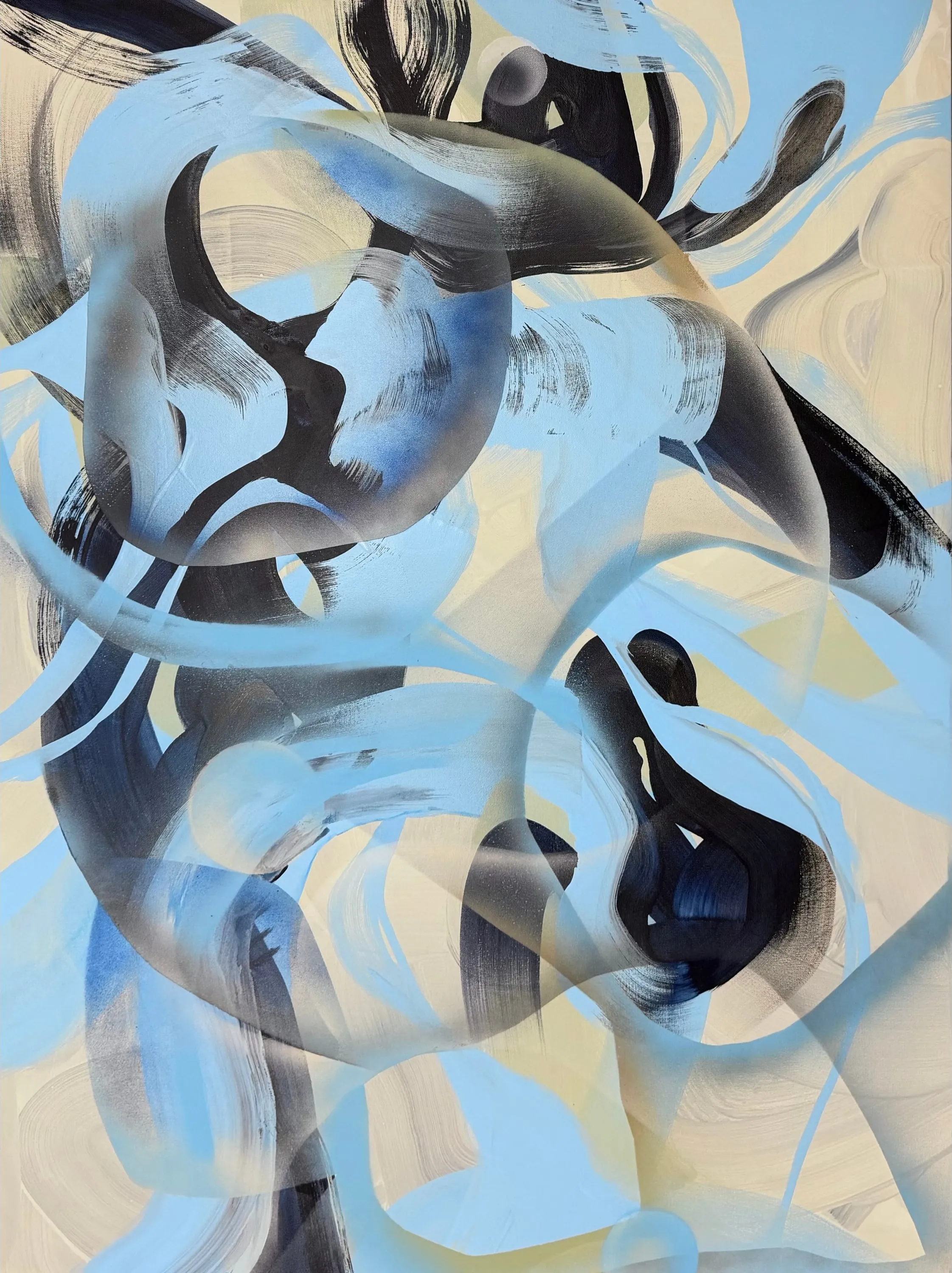 Azure Drift, Acrylic, Ink, Spray Paint on Canvas by Misha Cittadini