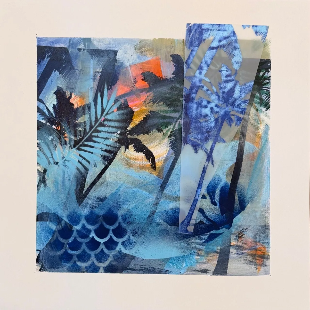 Cape Doctor, Acrylic, ink, spray paint, screen print and collage on paper and Dura-Lar by Misha Cittadini