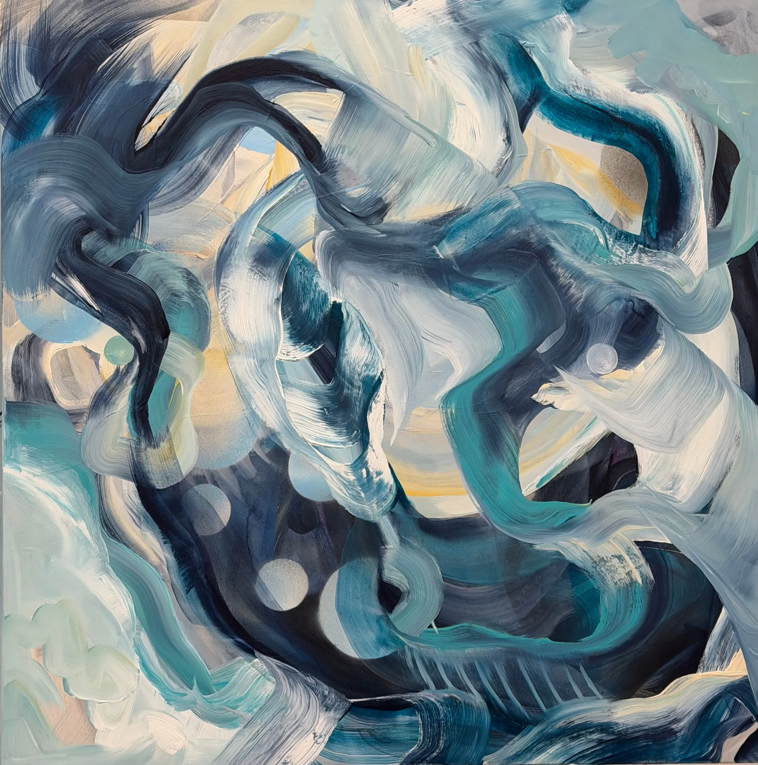 Kinetic Currents , Acrylic, Ink, Spray Paint on Canvas by Misha Cittadini