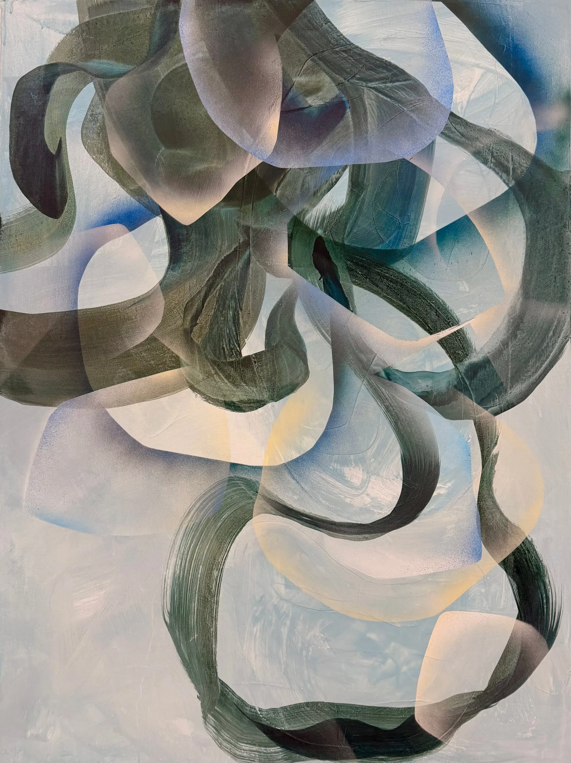 Light Unfolding I, Acrylic, Ink, Spray Paint & Fiber Optic Light on Canvas by Misha Cittadini
