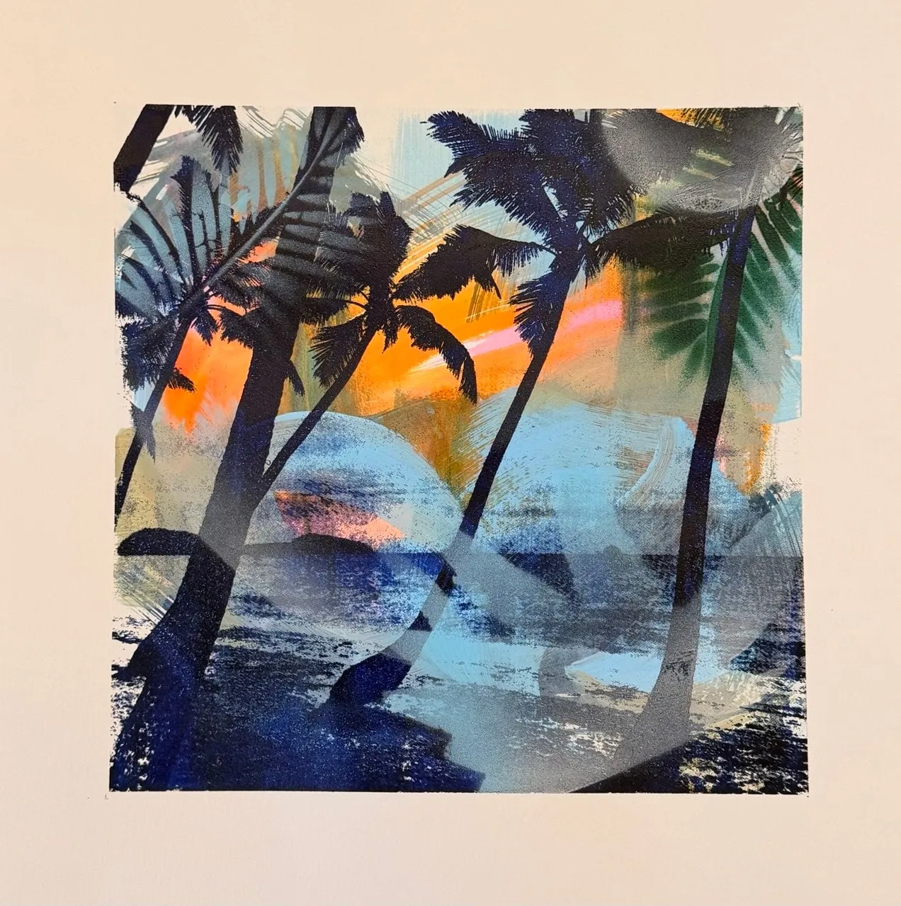 Pampero, Acrylic, ink, spray paint, screen print on paper by Misha Cittadini
