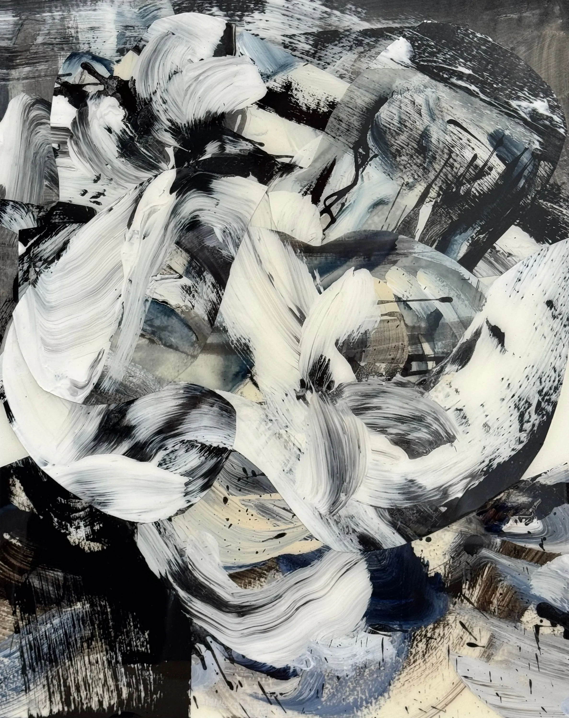 Reverberation I, Acrylic, Ink, Spray Paint, Collage, Resin On Board (Framed) by Misha Cittadini