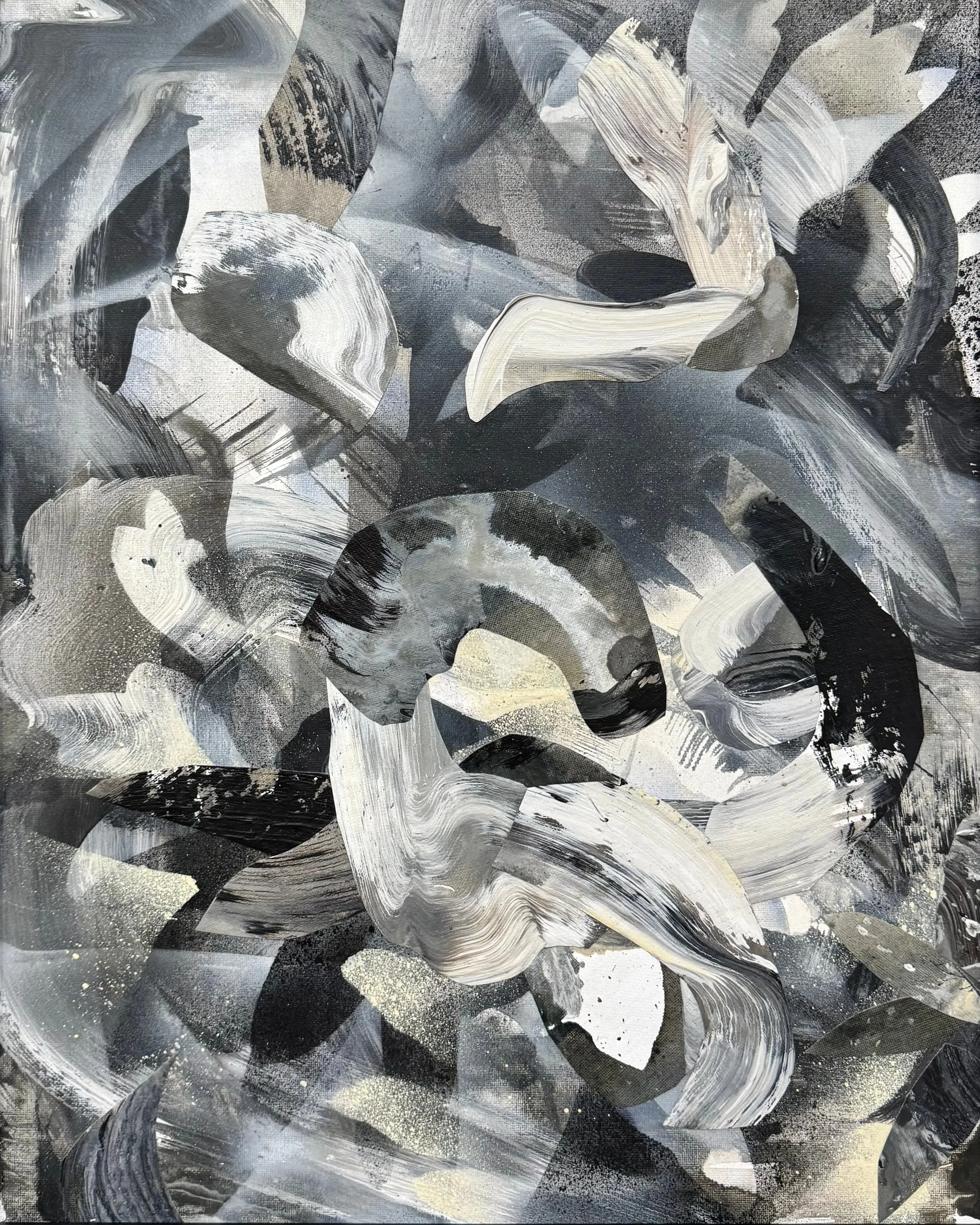 Reverberation III, Acrylic, Ink, Spray Paint, Collage On Board (Framed) by Misha Cittadini