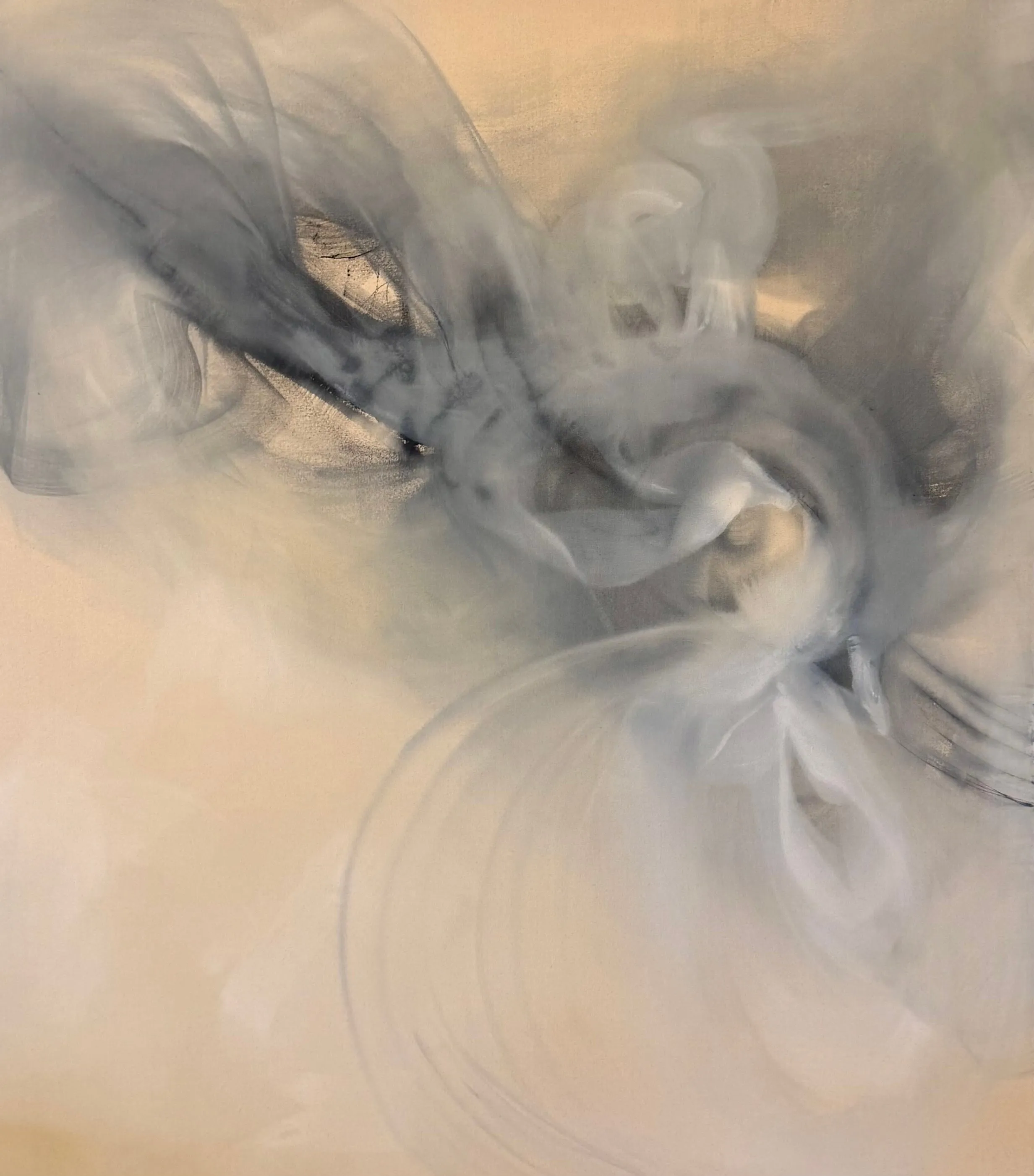 Soft Collision, Acrylic, Ink, Spray Paint on Raw Canvas  by Misha Cittadini