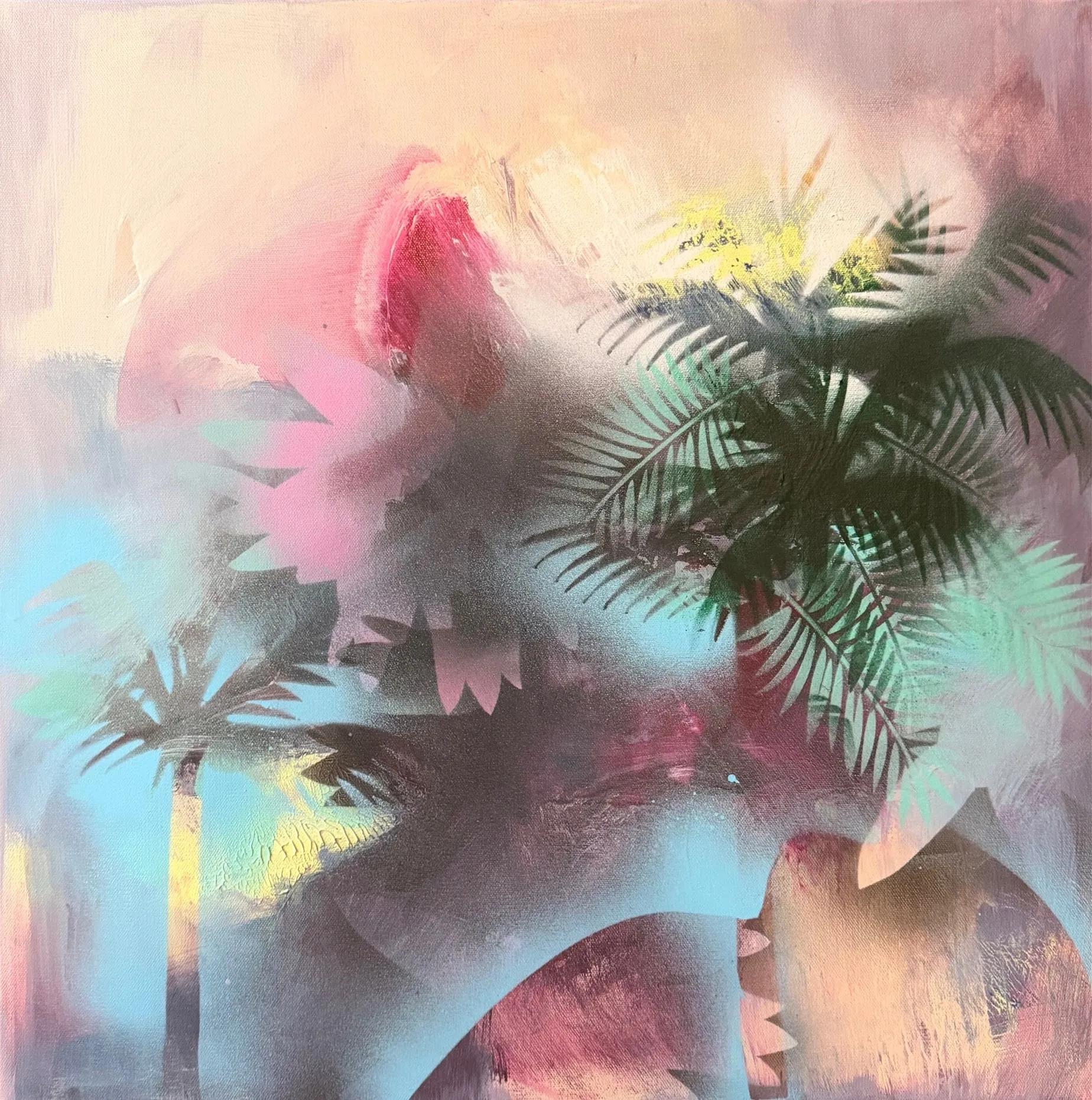 Soft Horizon I, Acrylic, Ink, Spray Paint on Canvas by Misha Cittadini