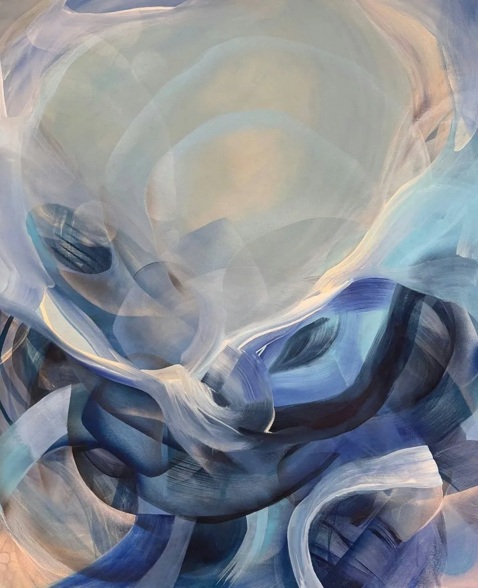Soft Undertow, Acrylic, Ink, Spray Paint on Raw Canvas by Misha Cittadini