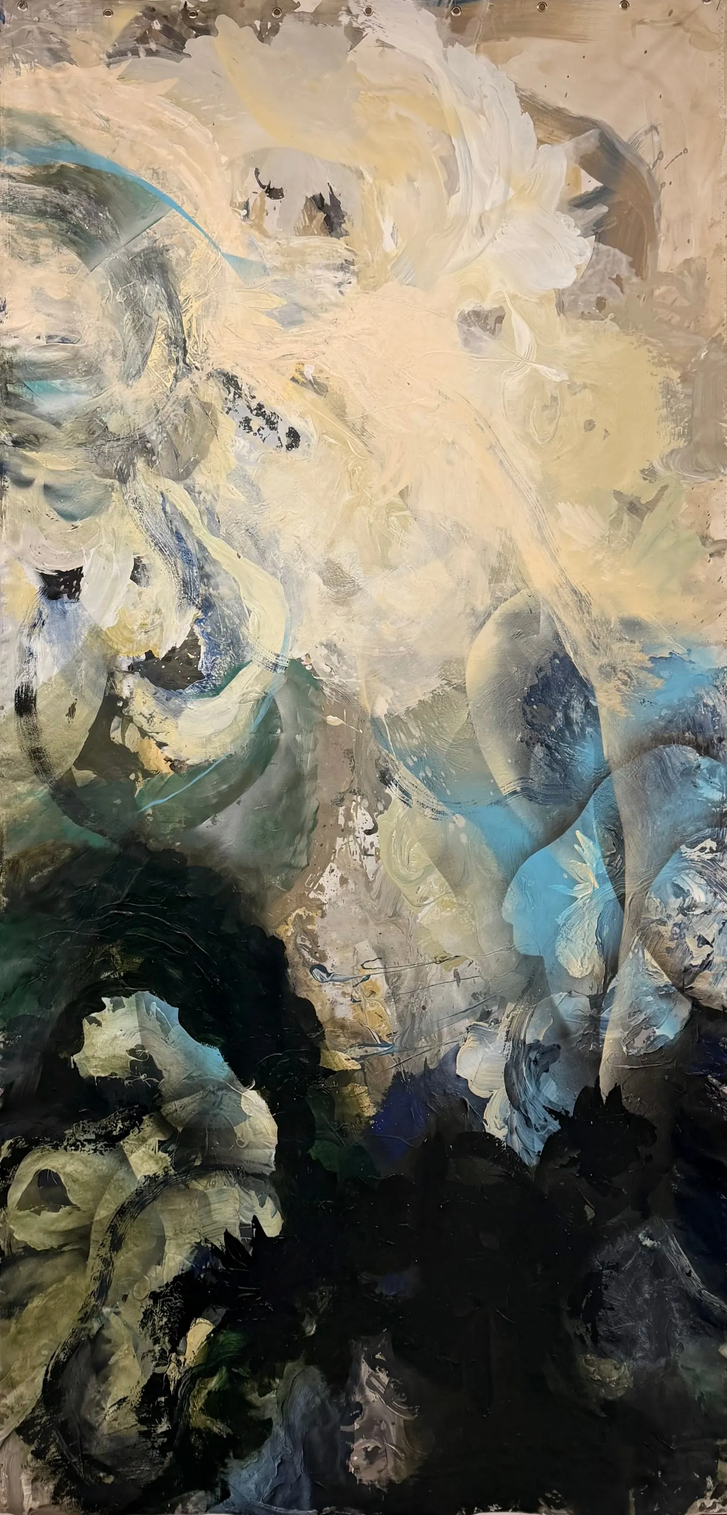 Soon Comes Night, Acrylic, Ink, Spray Paint on Unstretched Canvas  by Misha Cittadini