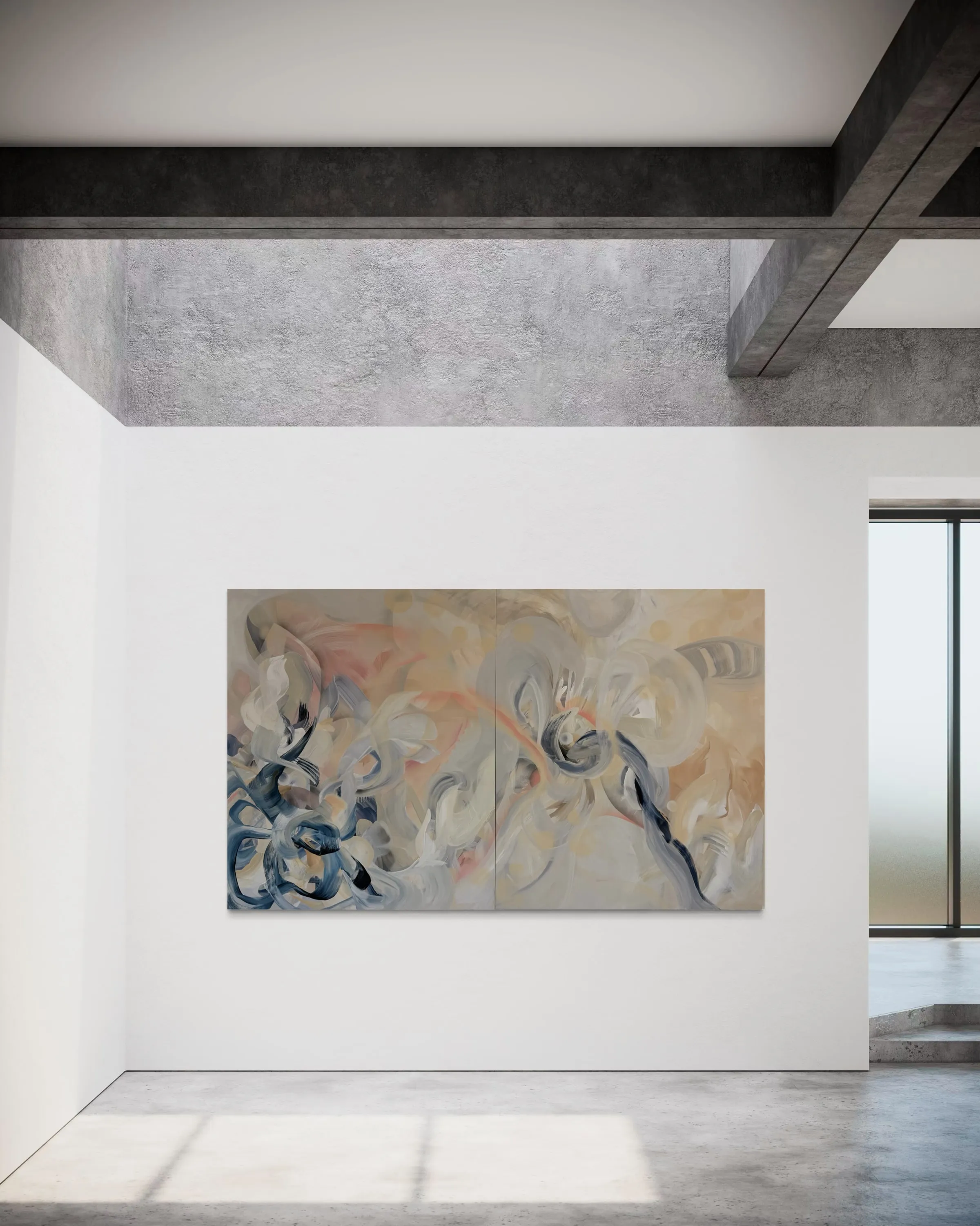 Subjective Topographies I & II, Acrylic, Ink, Spray Paint on Wooden Panels by Misha Cittadini