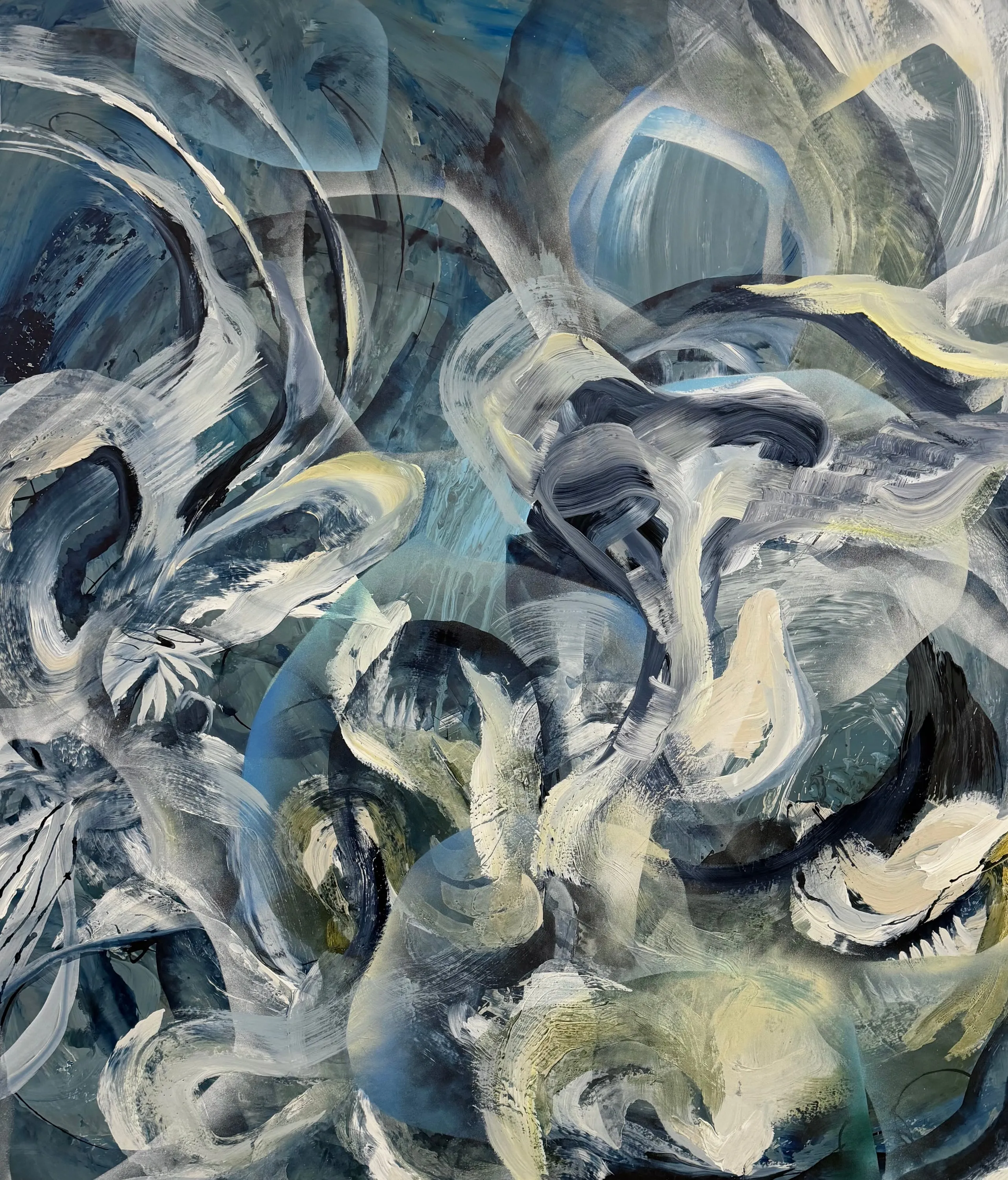 The Wave, Acrylic, Ink, and Spray Paint on Canvas by Misha Cittadini
