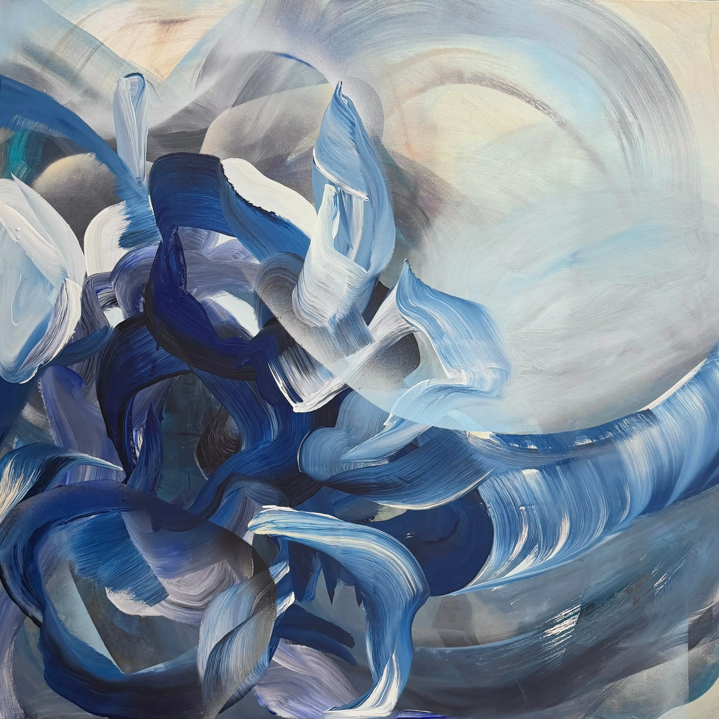 Tidal Frequency , Acrylic, Ink, Spray Paint on Canvas by Misha Cittadini