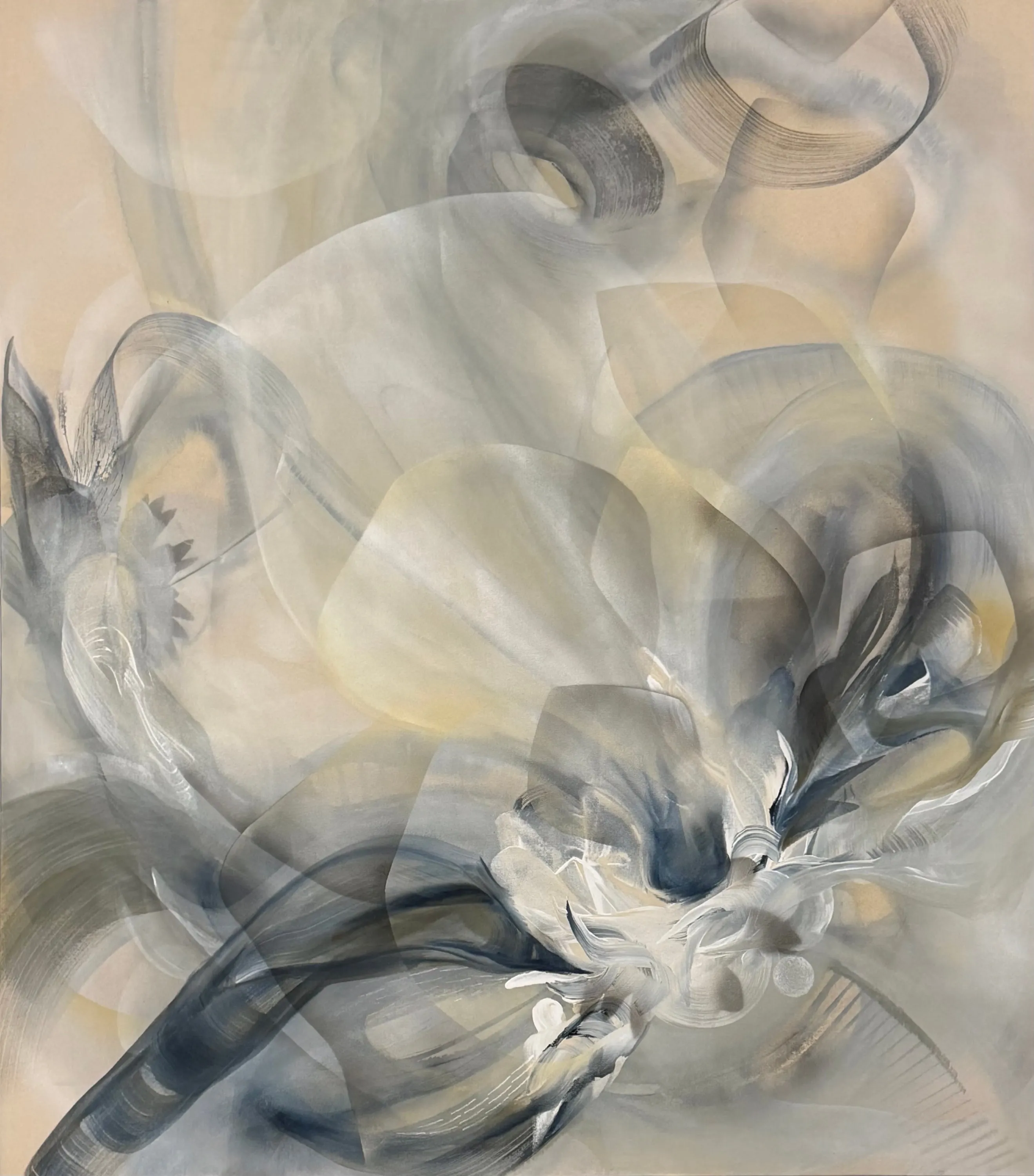 Undertow, Acrylic, Ink, Spray Paint on Raw Canvas  by Misha Cittadini
