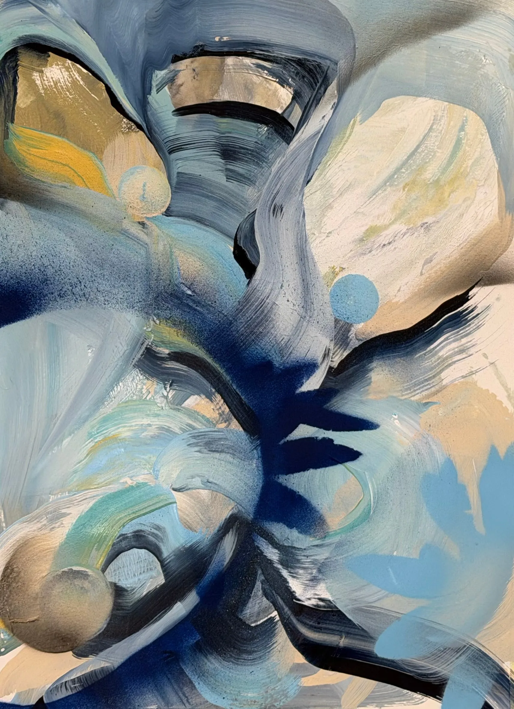 Wave of Blue I, Acrylic, Ink, Spray Paint on Paper  by Misha Cittadini