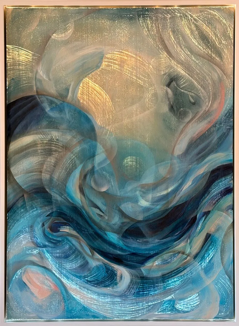 Where Light Gathers, Acrylic, Ink, Spray Paint on Fiber-Optic Light Canvas by Misha Cittadini