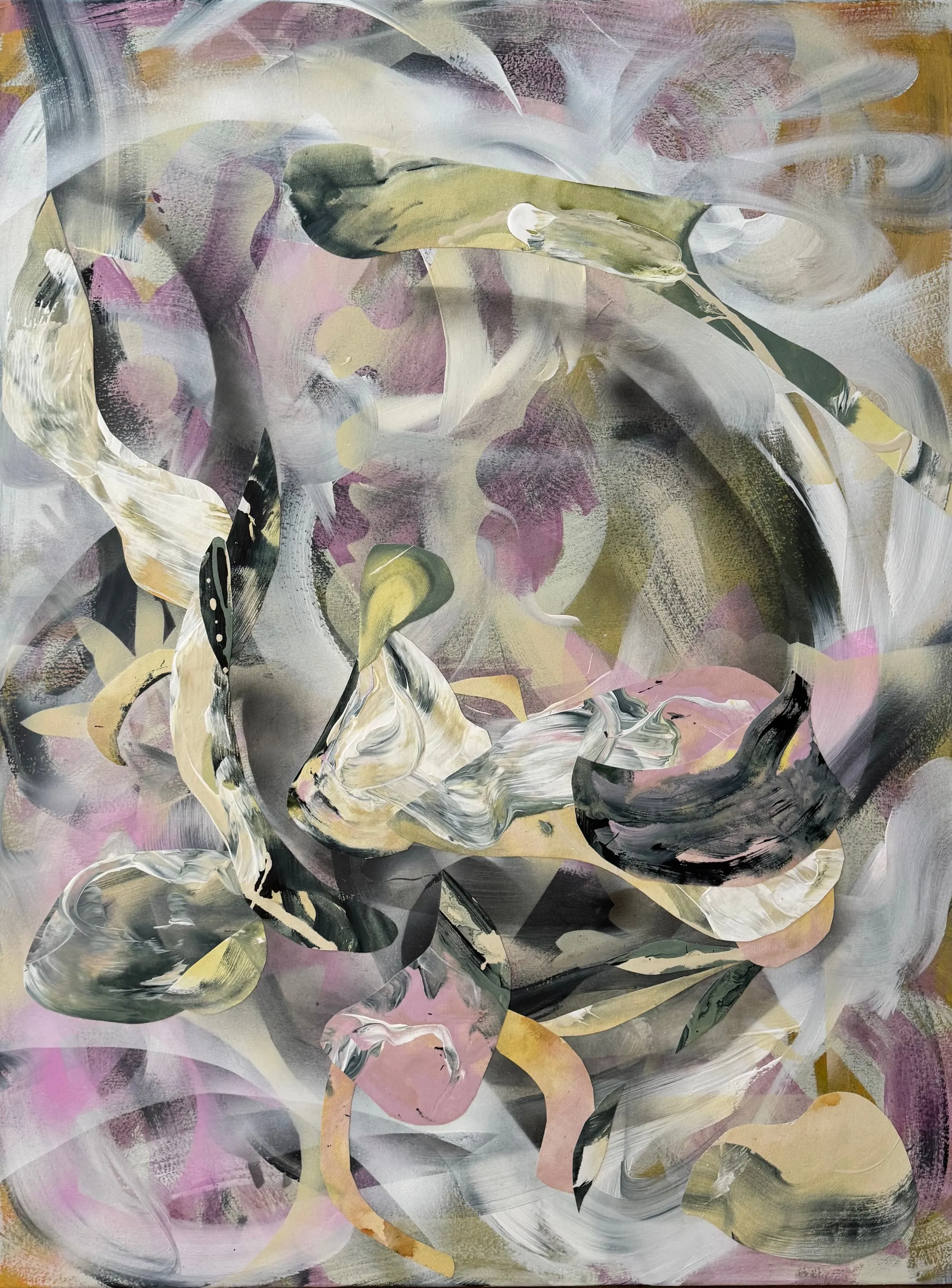 White Noise, Acrylic, Ink, Spray Paint, Collage on Canvas  by Misha Cittadini